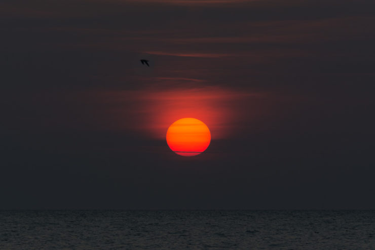 Sonnenuntergang am Strand in Lønstrup