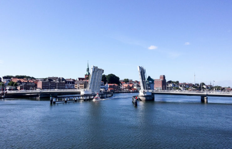 Kappeln, Klappbrücke und Hafen